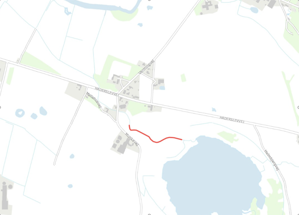 Kort over Skallebæk med angivelse af projektstrækningen